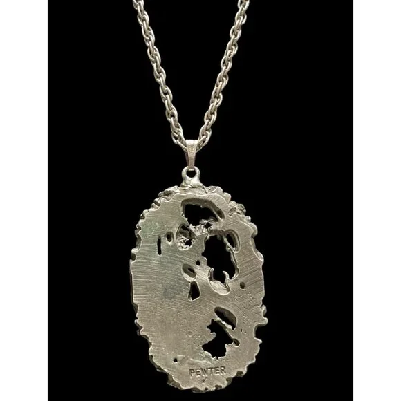 VTG 60-70’s Pewter Art Nouveau Necklace 3D ROMEO & JULIET Roses Romance THEATER - Picture 5 of 6